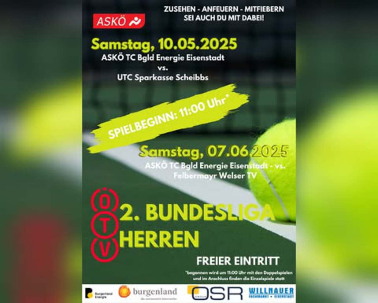 ÖTV 2. Bundesliga erstes Heimspiel am Sa., 10. Mai ab 11 Uhr